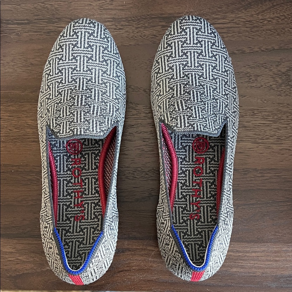 Rothy's Machine Washable Black and White Patterned Slip-On Shoes